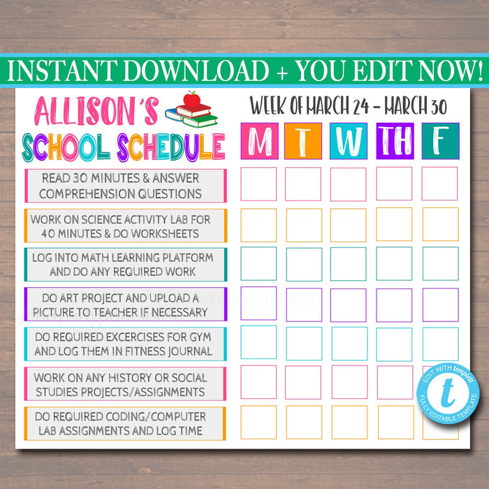 Homeschool Schedule - Daily Subject Checklist Template — TidyLady Printables homeschool-schedule-daily-subject-checklist-template-tidylady-printables
