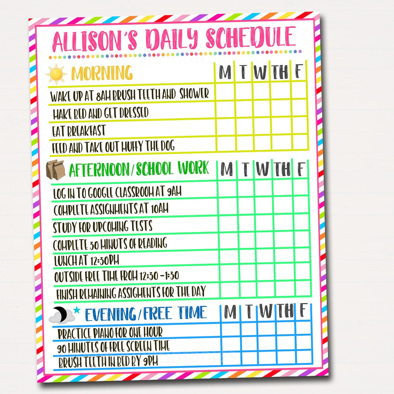 Printable Homeschool Schedule - Homework Organizer Template — TidyLady ...