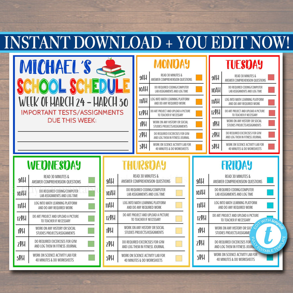 Printable Homeschool Schedule | TidyLady Printables