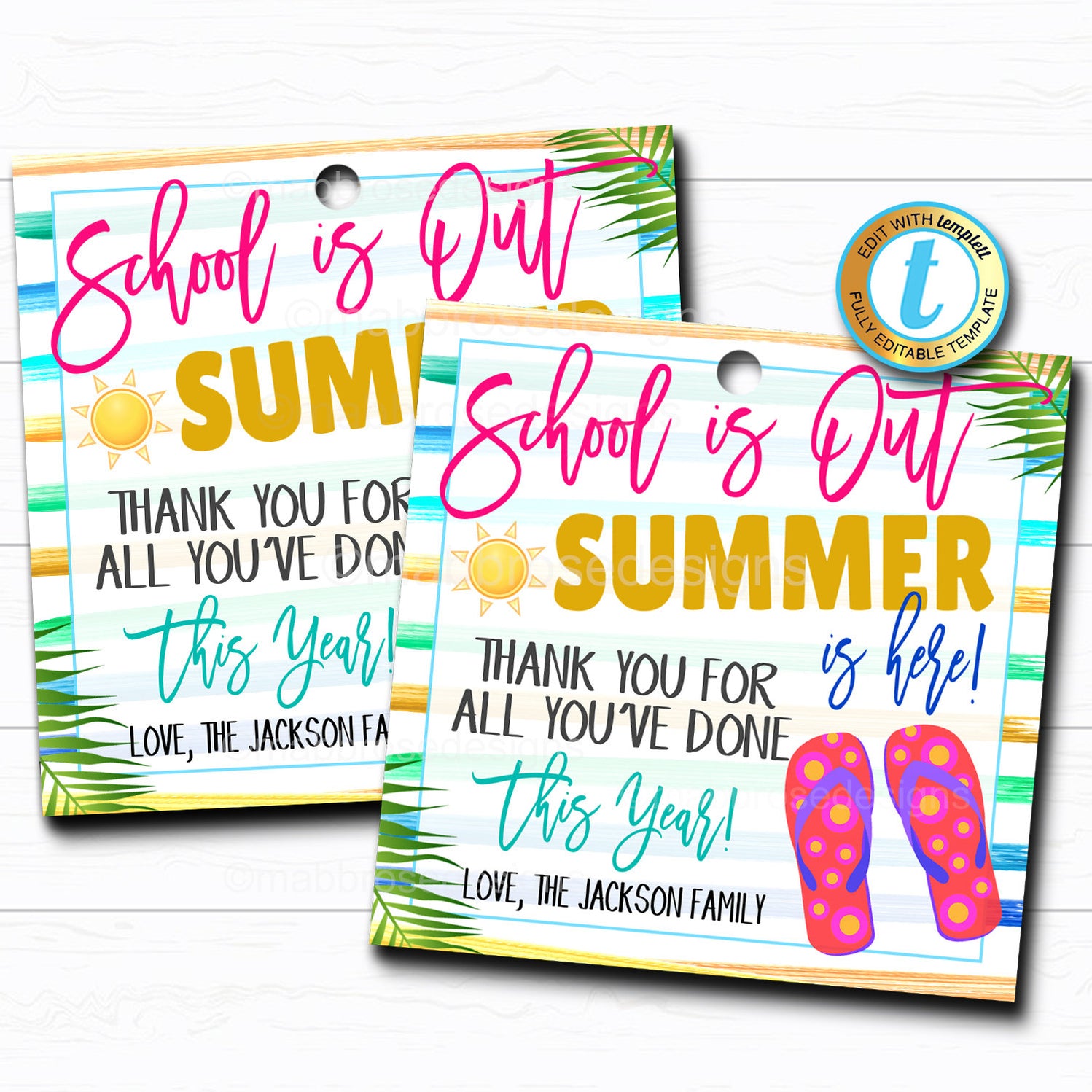 School's Out Summer is Here Teacher Thank You Tag Printable — TidyLady ...