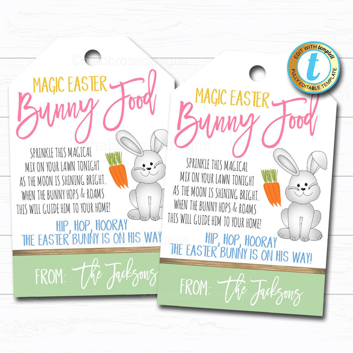 Easter Bunny Bait - Printable Gift Tags - Easter Basket Party Favor Tags, DIY Instant Download Editable Template