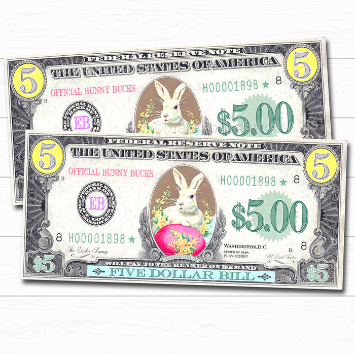 Printable Easter Bunny Play Money - Morning Activity Egg Filler Basket Hunt DIY Instant Download