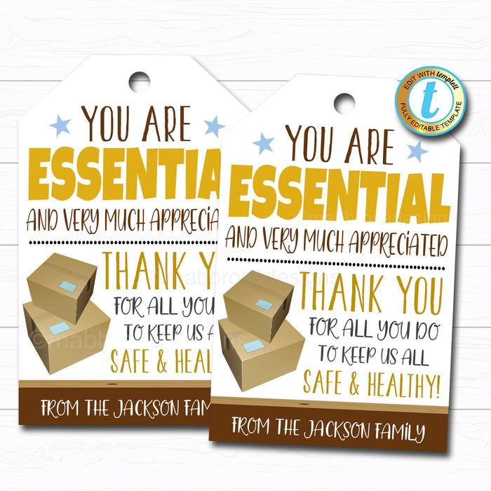 Essential Workers Appreciation Thank You Gift Tag