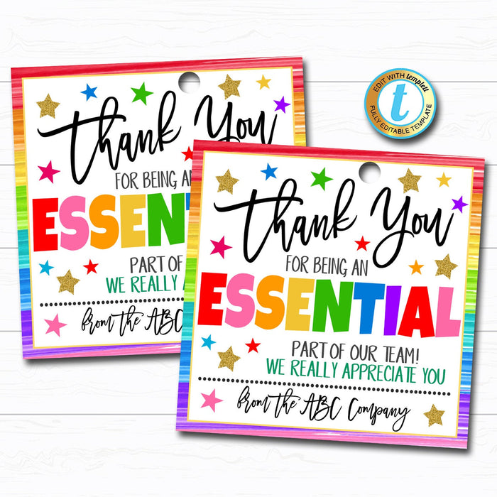 Employee Appreciation Gift Tag - Thank You Essential Workers