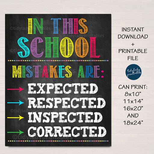 Classroom Decor, Mistakes Are Proof You&#39;re Trying Poster, Classroom Poster, Educational Motivational Poster, Mistakes Expected, Respected