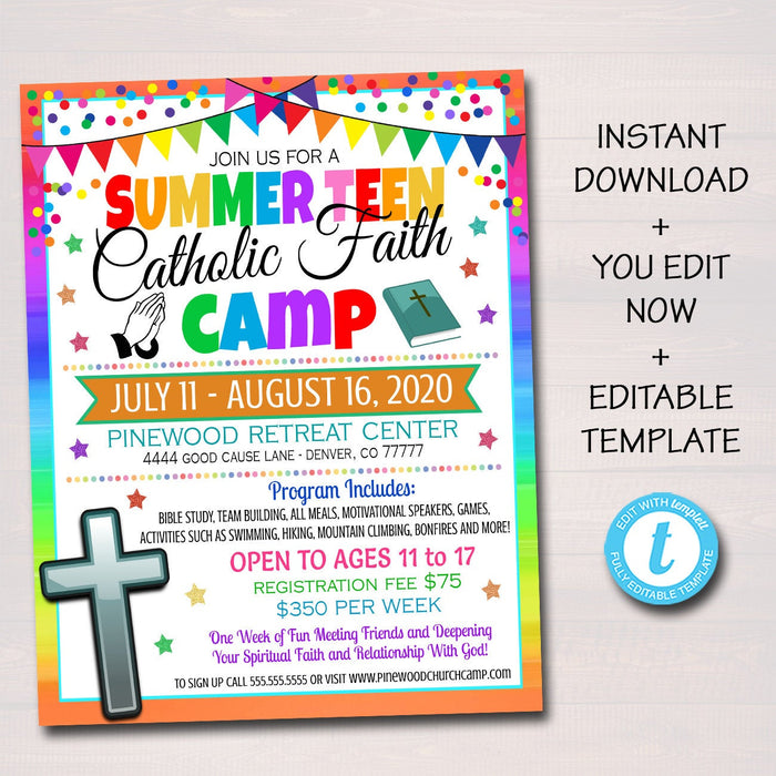 Catholic Bible Camp Flyer - DIY Editable Template