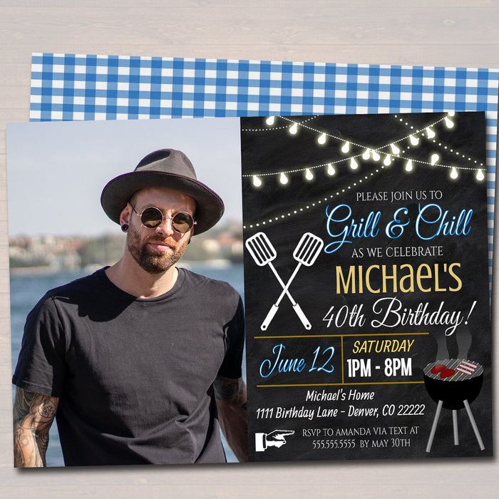 EDITABLE Grill and Chill Invitation Company Family Picnic BBQ Barbecue Backyard Party Adult Birthday Cookout Digital Invite Instant Download