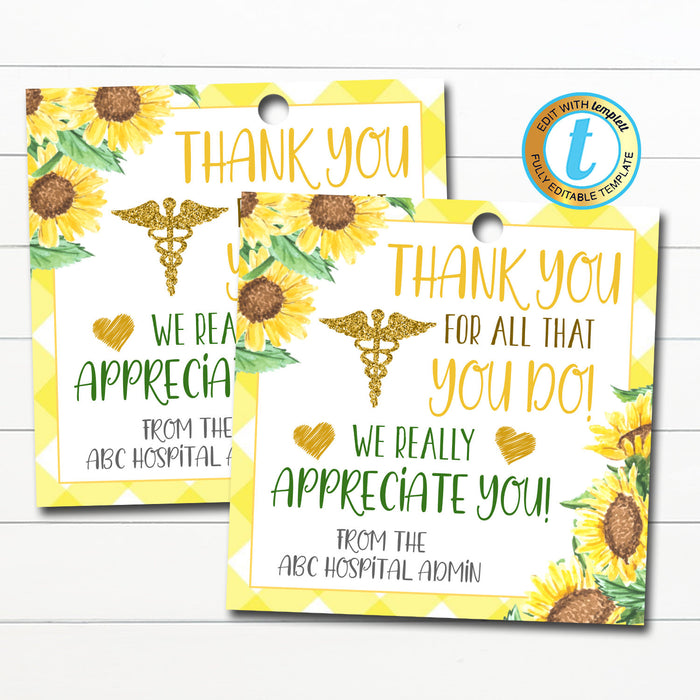 Nurse Appreciation Gift Tag - Editable Template
