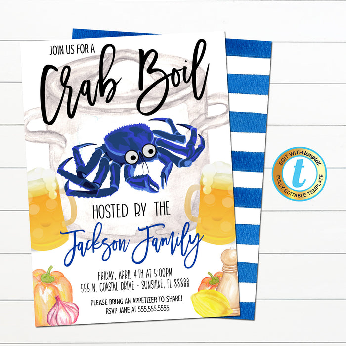 Crab Boil Invitation - Editable Template