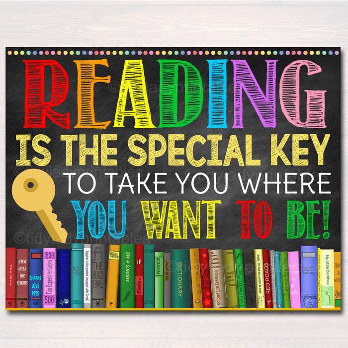 Printable Reading Poster - Reading is a key that takes you where want to be!