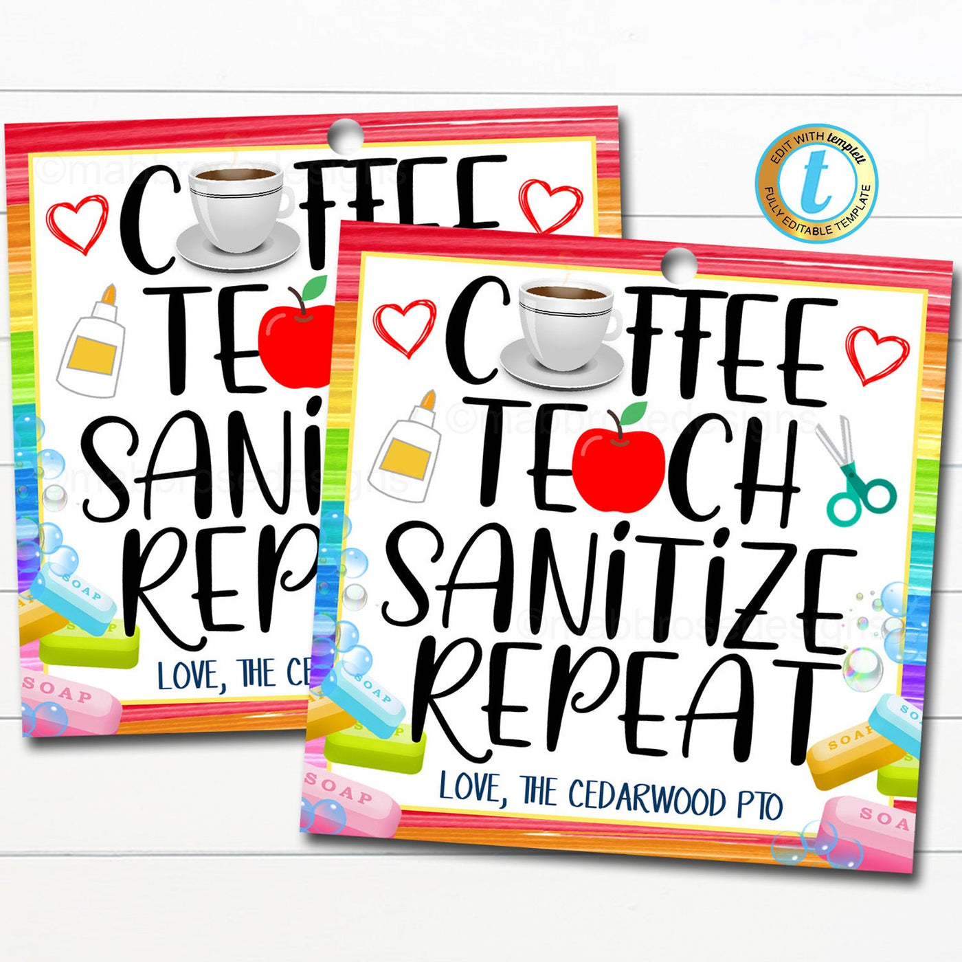 First Day Of School Teacher Tag | Coffee Teach Sanitize Repeat ...