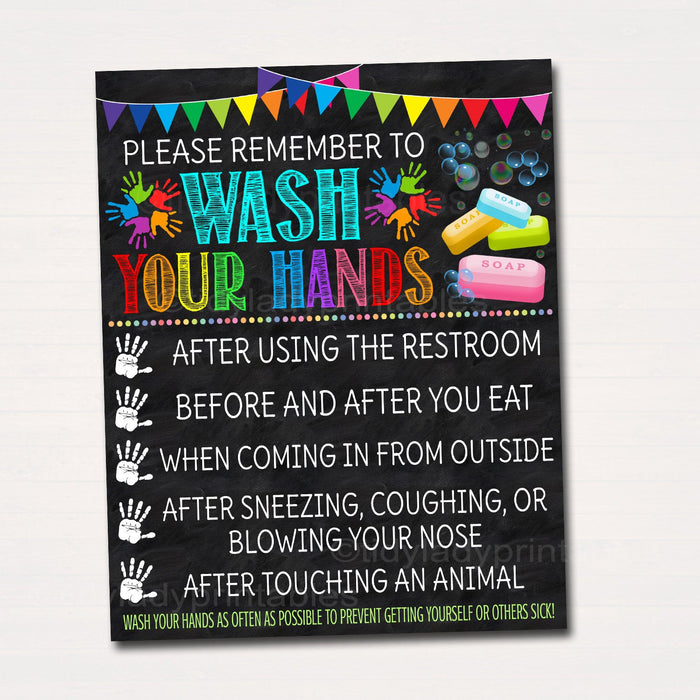 Hand Washing Posters, Health Safety Prevention Posters