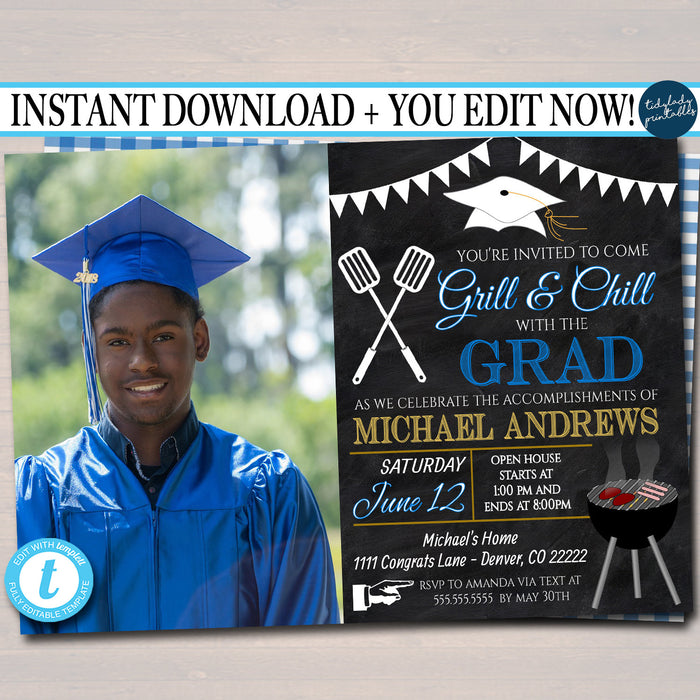 BBQ Graduation Invitation | TidyLady Printables bbq-graduation-invitation-tidylady-printables