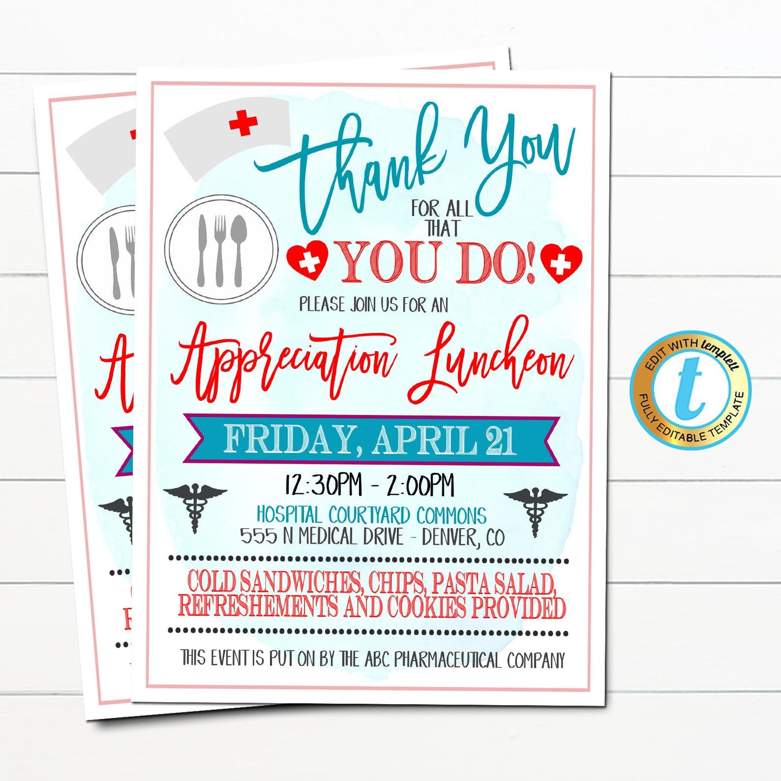 Nurse Appreciation Luncheon Invitation | TidyLady Pritnables — TidyLady ...