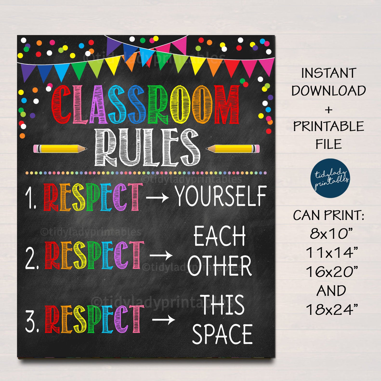 High School Teacher Classroom Rules Printable Poster — Tidylady Printables 8757