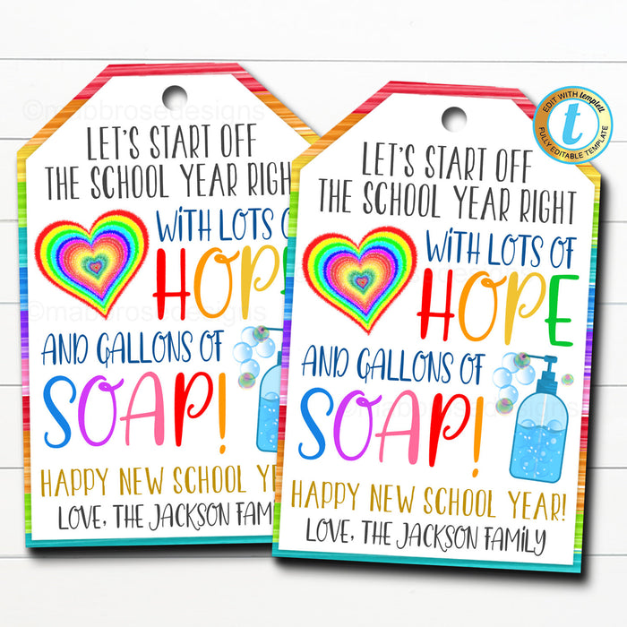 Back To School Soap Gift Tag - Lots Of Hope & Gallons Of Soap!