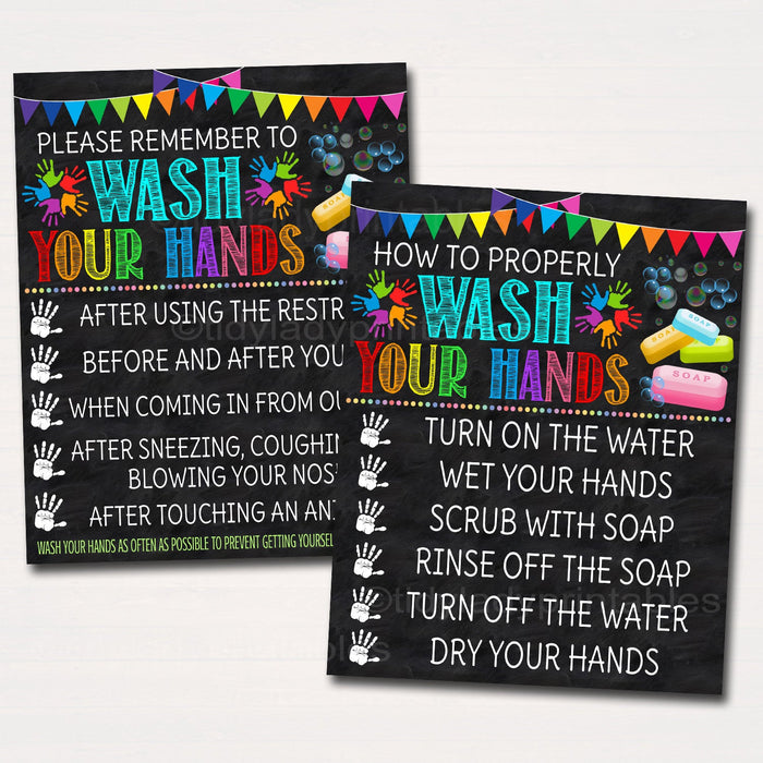 Hand Washing Posters, Health Safety Prevention Posters