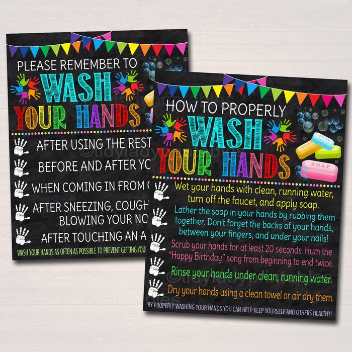 Hand Washing Signs - Health Safety Prevention Posters