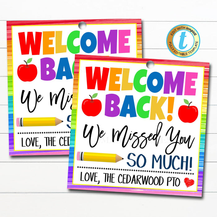 Welcome Back To School Gift Tag - DIY Editable Template