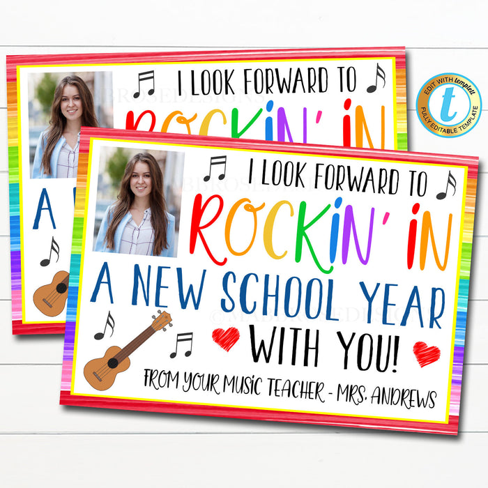 Music Teacher Postcard to Students Printable - Editable Template