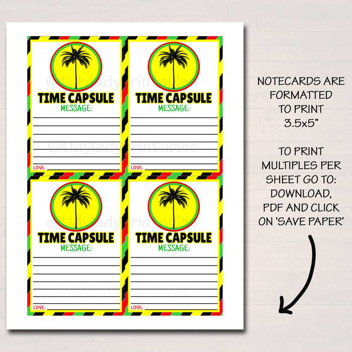 One Love First Birthday Time Capsule Printables, Party Decor, Jamaica Reggae Theme, One Year, Let's Get Together & Feel Alright, EDITABLE