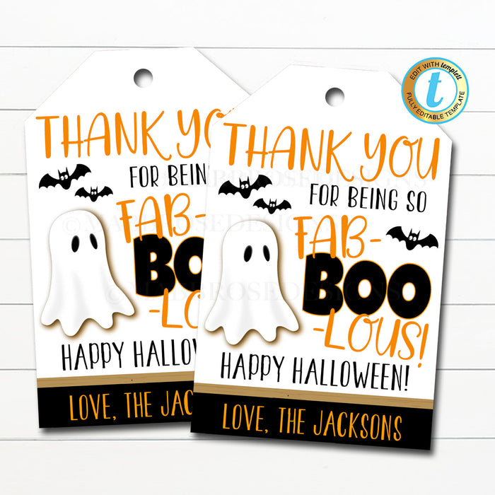 Halloween Gift Tags - Thanks for Being FabBOOlous