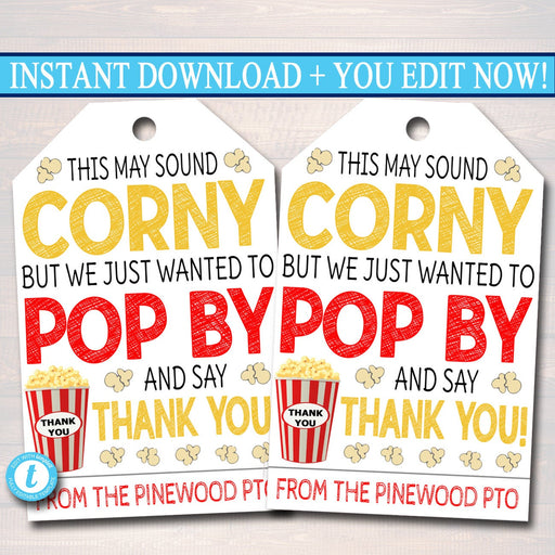 EDITABLE Popcorn Thank You Tags, Teacher Staff Employee Appreciation, Printable Treat Tags, Volunteer Staff Thank You Label INSTANT DOWNLOAD