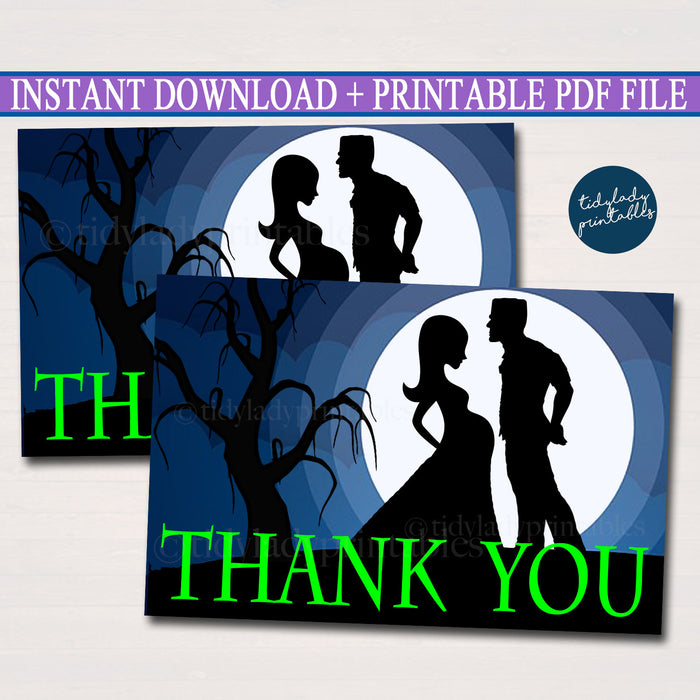 PRINTABLE Halloween Thank You Cards Gender Reveal Party, Halloween Invite, Halloween Baby Shower, We&#39;ve Created a Monster, INSTANT DOWNLOAD