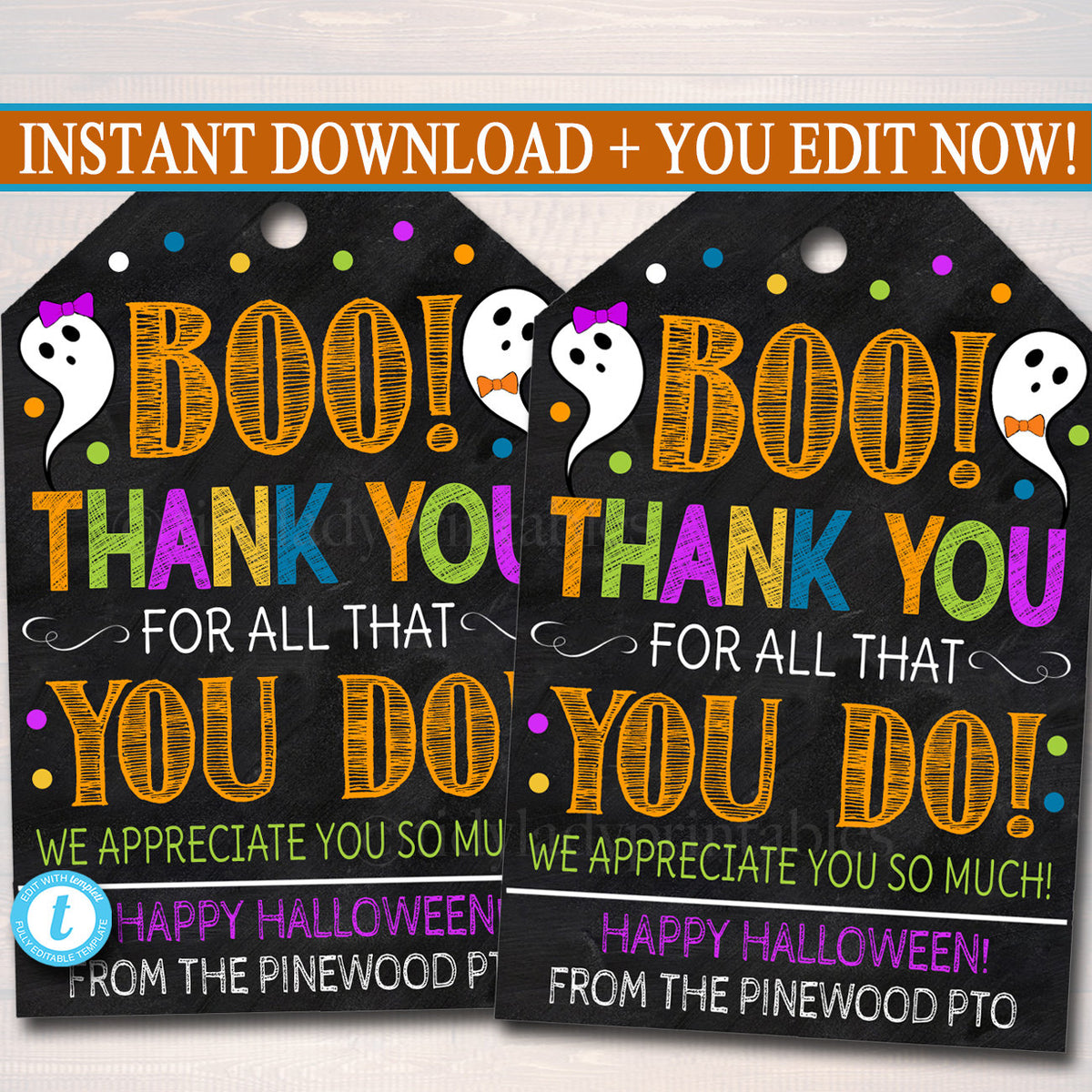 Halloween Appreciation Favor Tags, Boo Thanks for All You Do — TidyLady ...