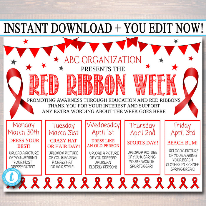 Red Ribbon Week Itinerary Schedule TidyLady Printables