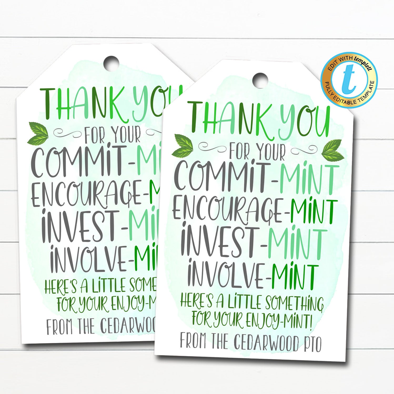 Thank You Mint Tags | TidyLady Printables