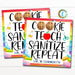 Back To School Teacher Appreciation Gift Tag, Cookie Teach Sanitize Repeat, Hand Sanitizer Soap Card, School Pto Pta DIY Editable Template