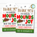 Christmas Candy Chocolate Gift Tag, Thanks for Bringing Mounds of Joy School Pto Pta, Staff Employee Teacher Appreciation, Editable Template