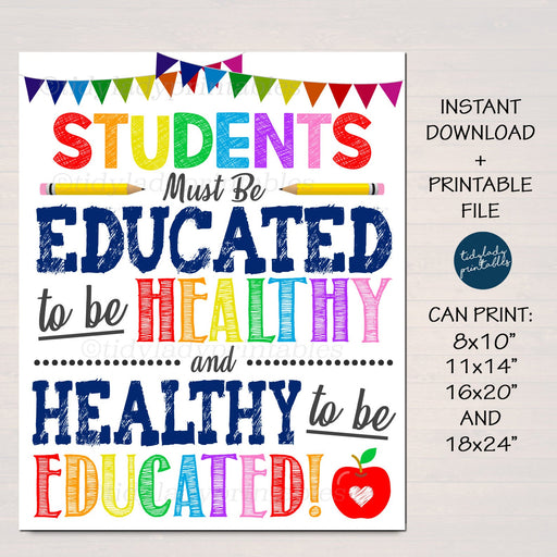 School Nurse Office Decor, Students Must Be Healthy to be Educated, School Health Office, Health Clinic Printable Wall Art INSTANT DOWNLOAD