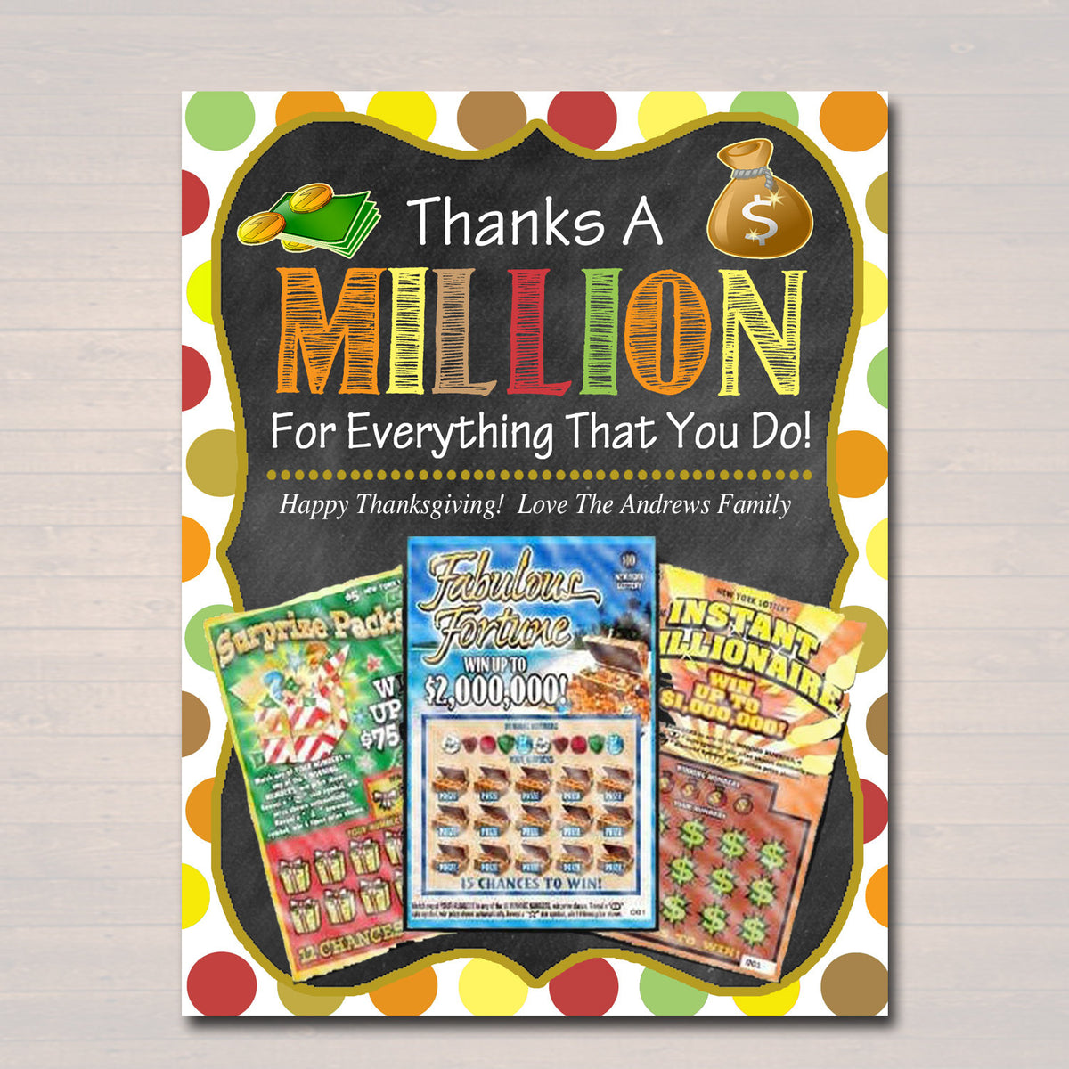 Thank You Lottery Ticket Holder, Teacher Fall Appreciation — Tidylady 