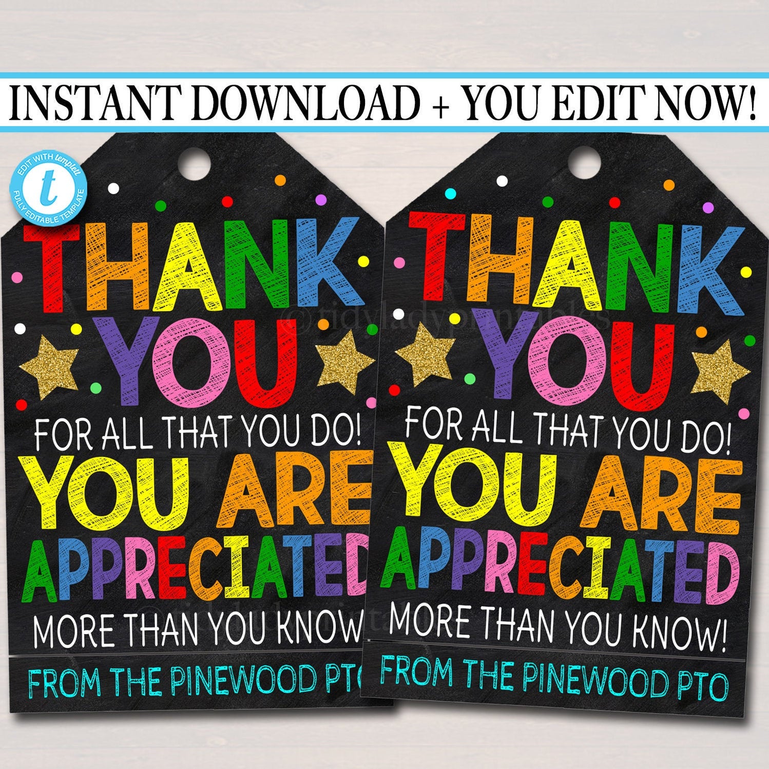 Thank You Gift Tags - Teacher Staff Appreciation Week — TidyLady Printables