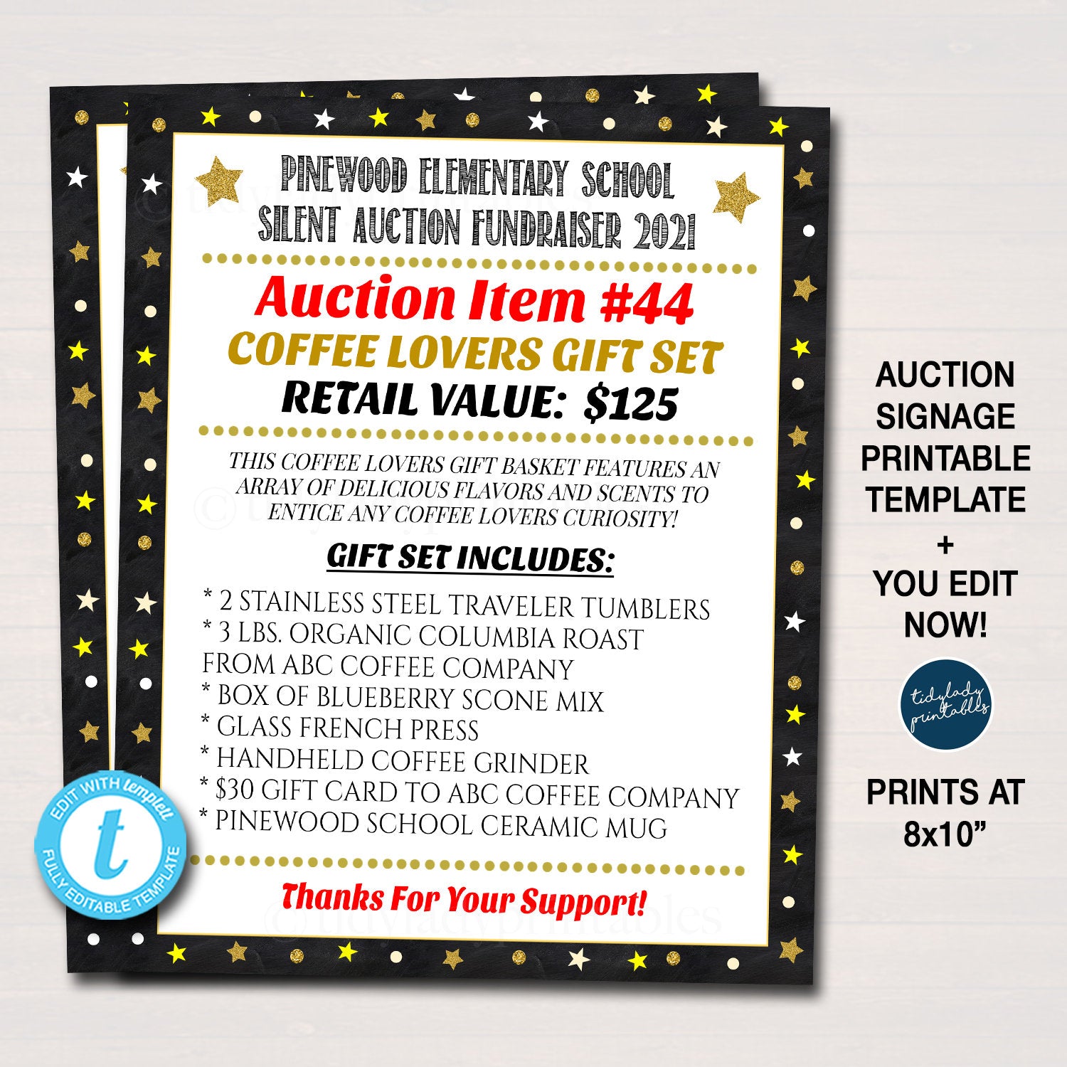 Silent Auction Template | Fundraiser Event Decor — TidyLady Printables silent-auction-template-fundraiser-event-decor-tidylady-printables