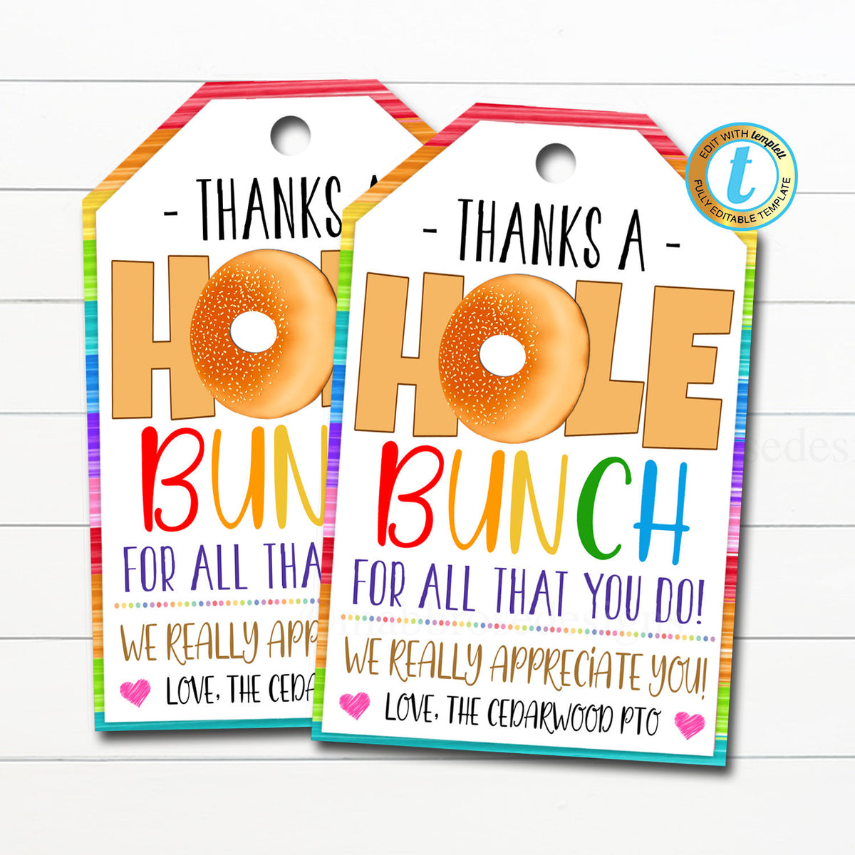 Teacher Appreciation Week | Bagel Gift Tag — TidyLady Printables