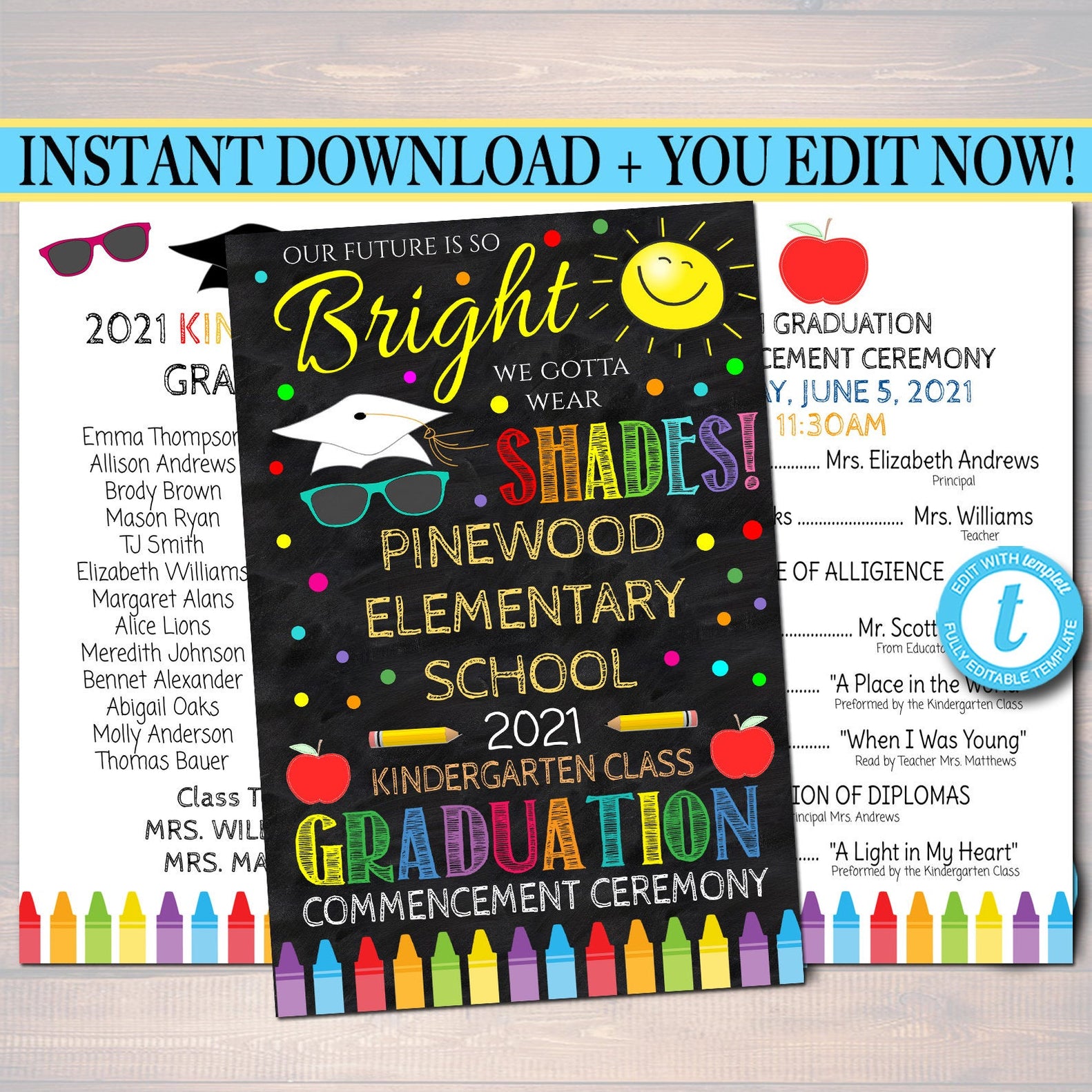 Kindergarten Graduation Ceremony Program Template — TidyLady Printables