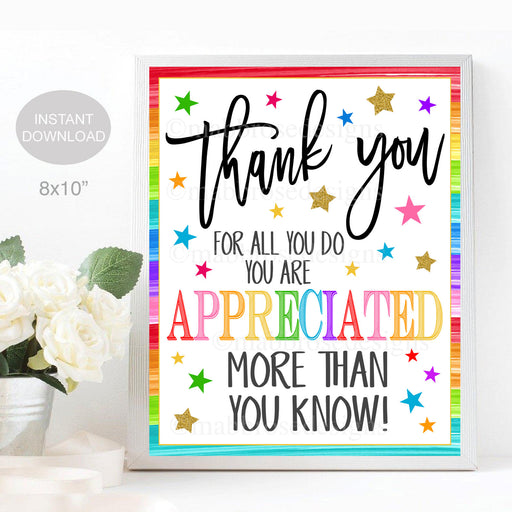 Appreciation Sign, Thank You Gift, Teacher Staff Employee Nurse Volunteer Staff Appreciation Week, You&#39;re a Star, School pto pta, PRINTABLE