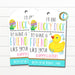 Easter Gift Tags, Bubbles of Fun Kids Easter Friend Classroom Teacher Gift Basket Party Favor Tag, Lucky Duck Friend, DIY Editable Template