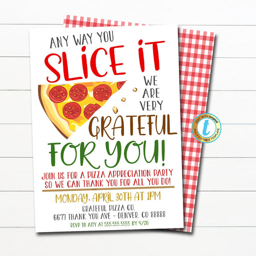 Pizza Appreciation Invitation, Teacher Staff Nurse Employee Appreciation Week, Pizza Party Invite, School Pto Pta, DIY Editable Template