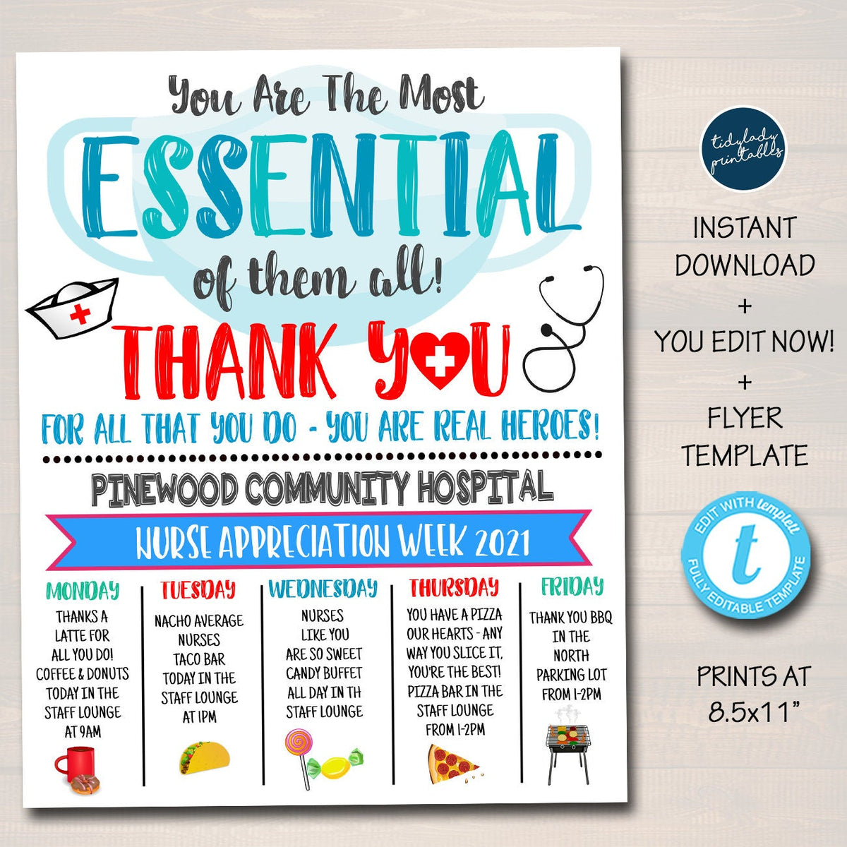 Nurse Appreciation Week 2025 Itinerary Template — TidyLady Printables