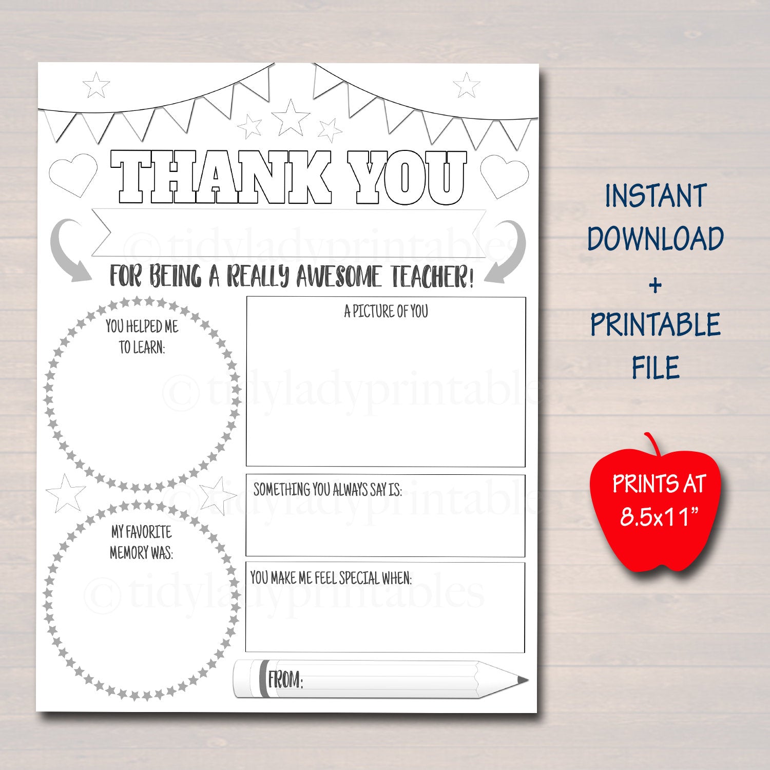 Teacher Appreciation Week Printable | Kids Worksheet — TidyLady Printables for I Love My Teacher Because Free Printable