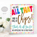 All That and a Bag of Chips Sign, Teacher Staff Employee School Appreciation Week Decor, Nurse Thank You Snack Table, DIY Editable Template
