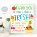 Teacher Thank You Sign, Thank you for making learning so fresh, Staff Teacher Appreciation Week Fruit Decor, School Pto Pta INSTANT DOWNLOAD