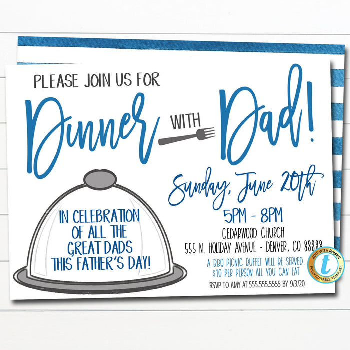 Dinner With Dad Invitation, Father's Day Grill Out Event, Appreciation Invite, Church School Pto Pta, Fundraiser, DIY EDITABLE TEMPLATE