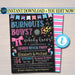 Burnouts or Bows Gender Reveal Invitation, Team Blue or Team Pink Race Car Wheels Tire Checker Flag, Coed Couples Shower, EDITABLE TEMPLATE