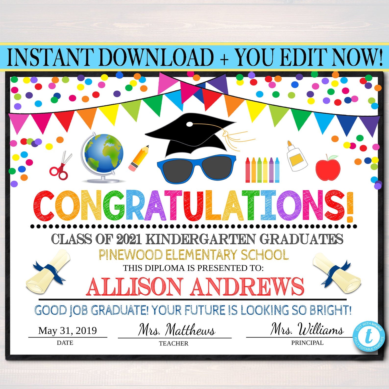 graduation diploma printable ceremony certificate — tidylady