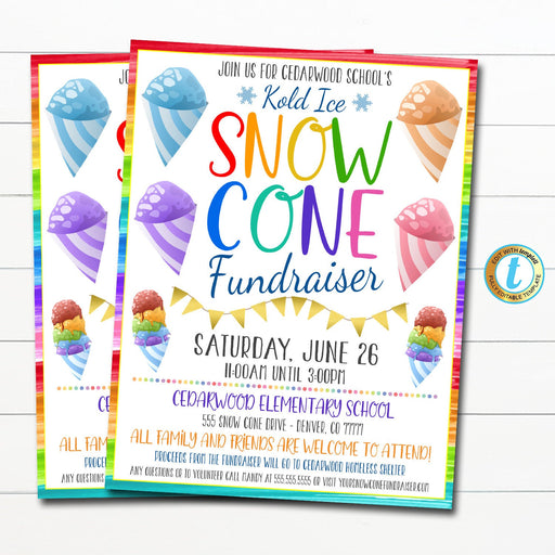 Snowcone Fundraiser Flyer, Printable Appreciation Week, Ice Cream Party Invite, Summer Church Community School pta pto, EDITABLE TEMPLATE